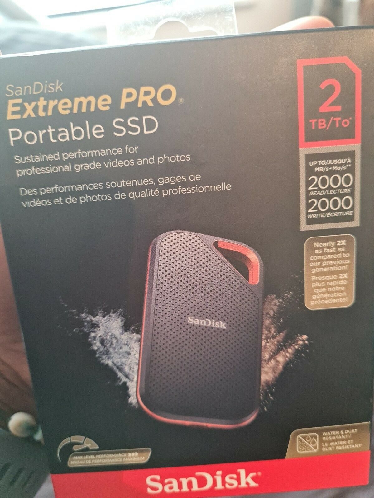 SANDISK EXTREME PRO PORTABLE 2TB HARD DISC SSD DEVICES BLACK