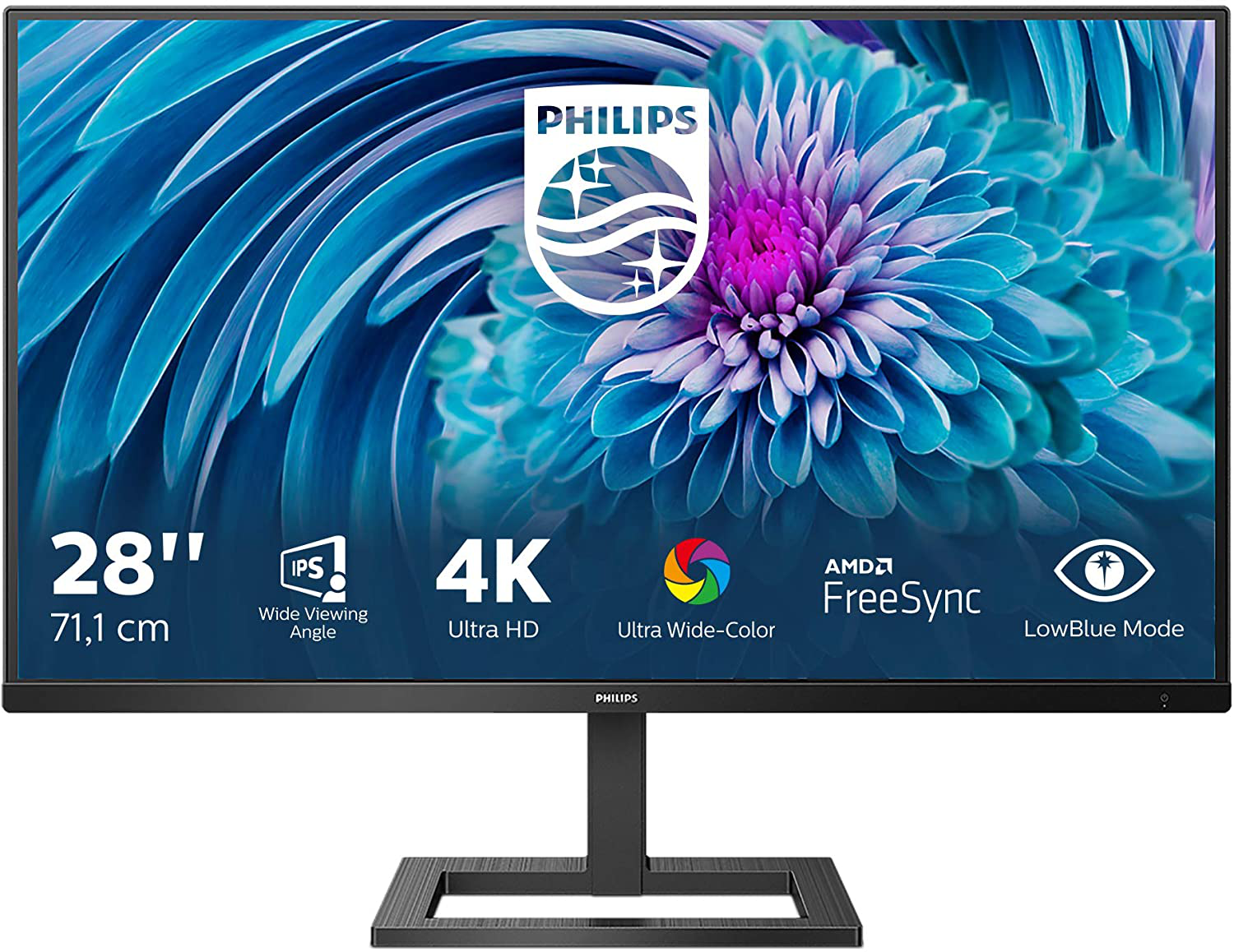 Philips - 28 Zoll UHD Monitor (3840x2160, 60 Hz, HDMI 2.0, DisplayPort) schwarz