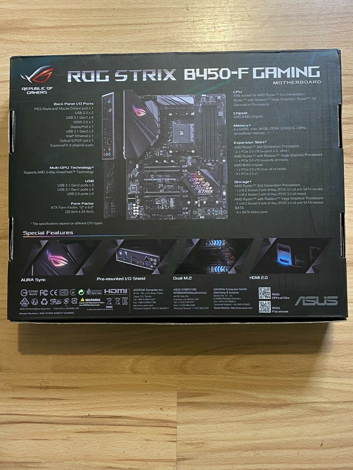 ASUS ROG STRIX B450-F Gaming Motherboard