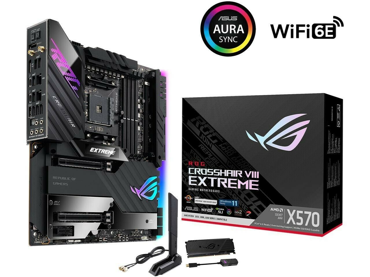 ASUS ROG Crosshair VIII Extreme AMD AM4 X570/X570S EATX Gaming Motherboard