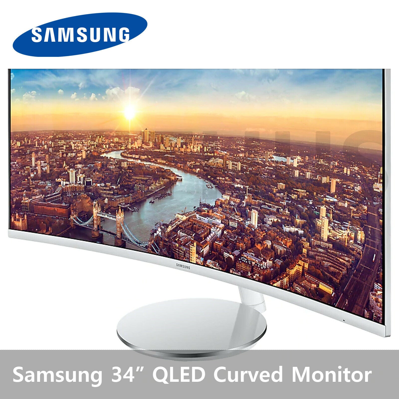 Samsung C34J791 Curved Monitor 34" 21:9 3440x1440 QLED Thunderbolt 3 4ms 100Hz