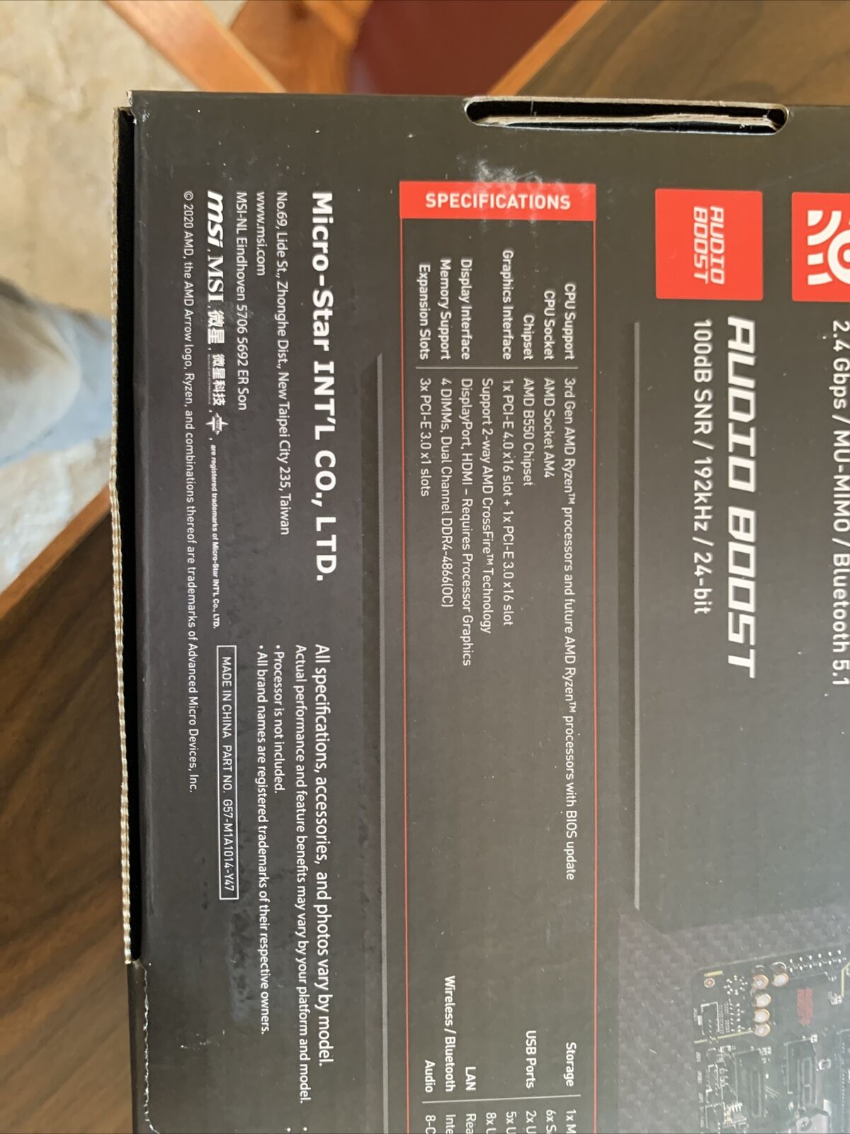 msi B550 Gaming motherboard Ryzen Supported.