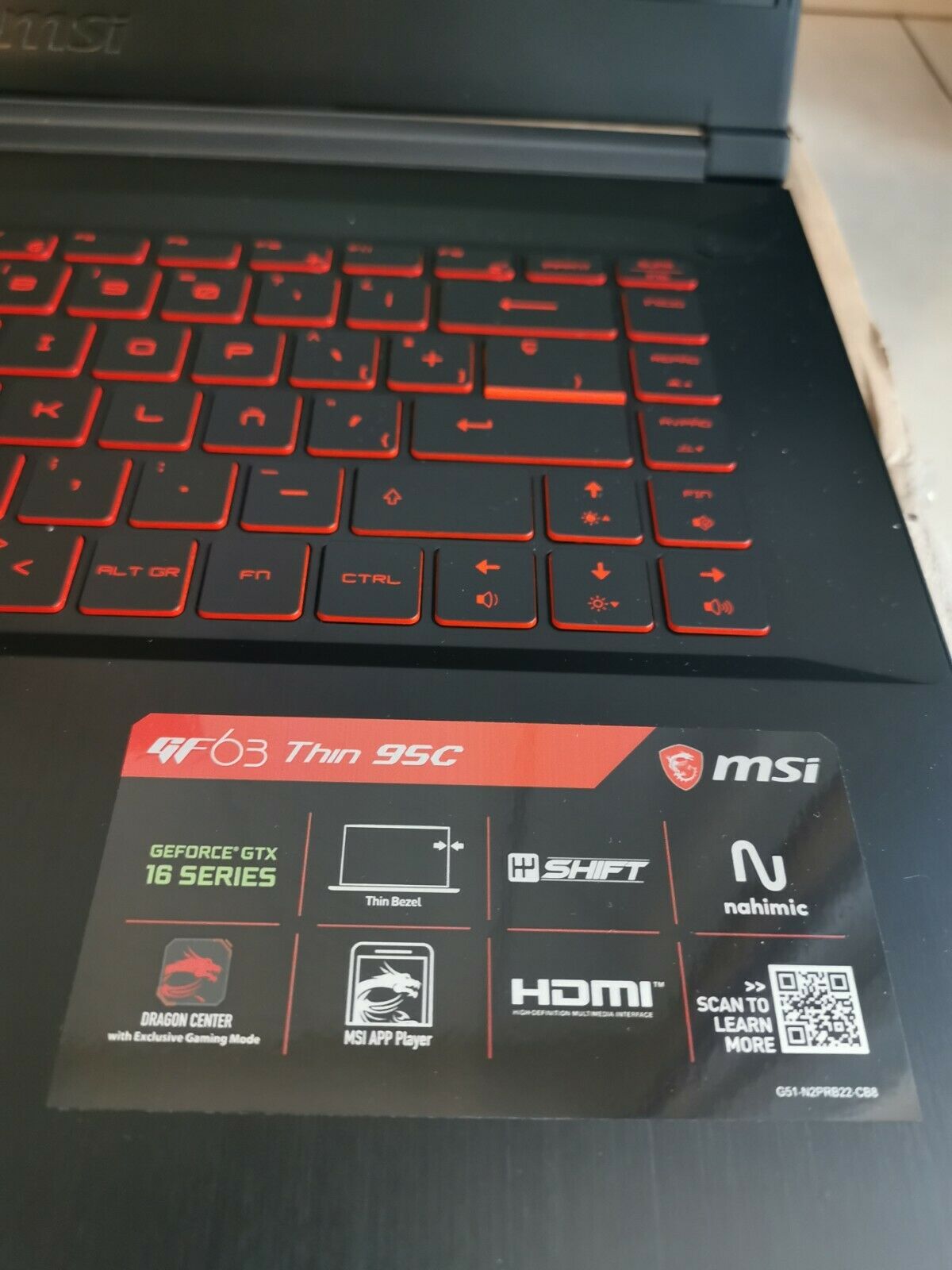 Notebook Gaming MSI 15,6 Intel i7 9750H SSD 512GB, 16GB RAM, GTX 1650 4GB NUOVO