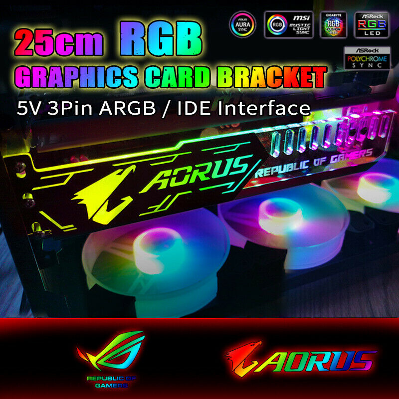 RGB Graphics Card Bracket LED Sync Light Acrylic for Brace GPU Fix Video Card PC