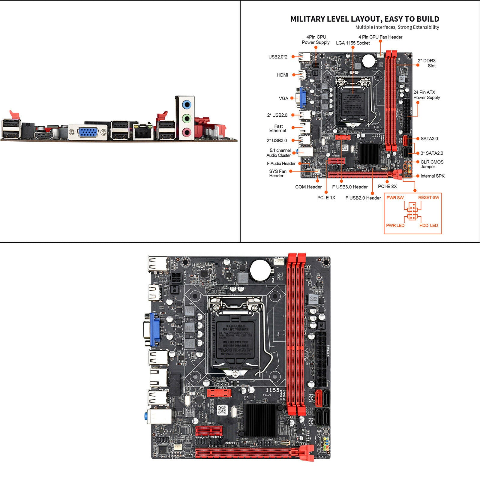 B75 1155 Gaming Motherboard Dual USB3.0 16GB VGA HDMl DDR3 for Desktop