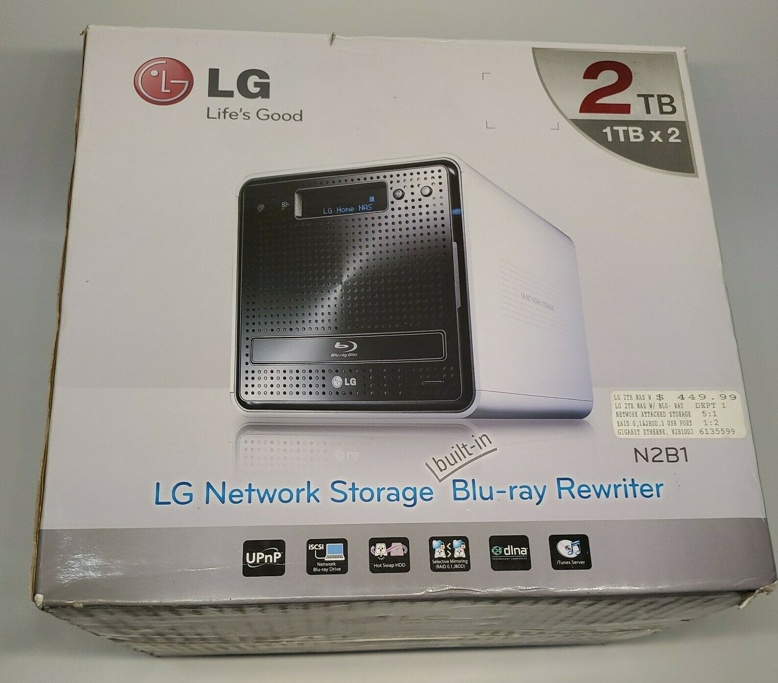 LG N2B1 2TB Network Data Storage Station BLURAY RE-WRITER TORRENT ETC. NEW