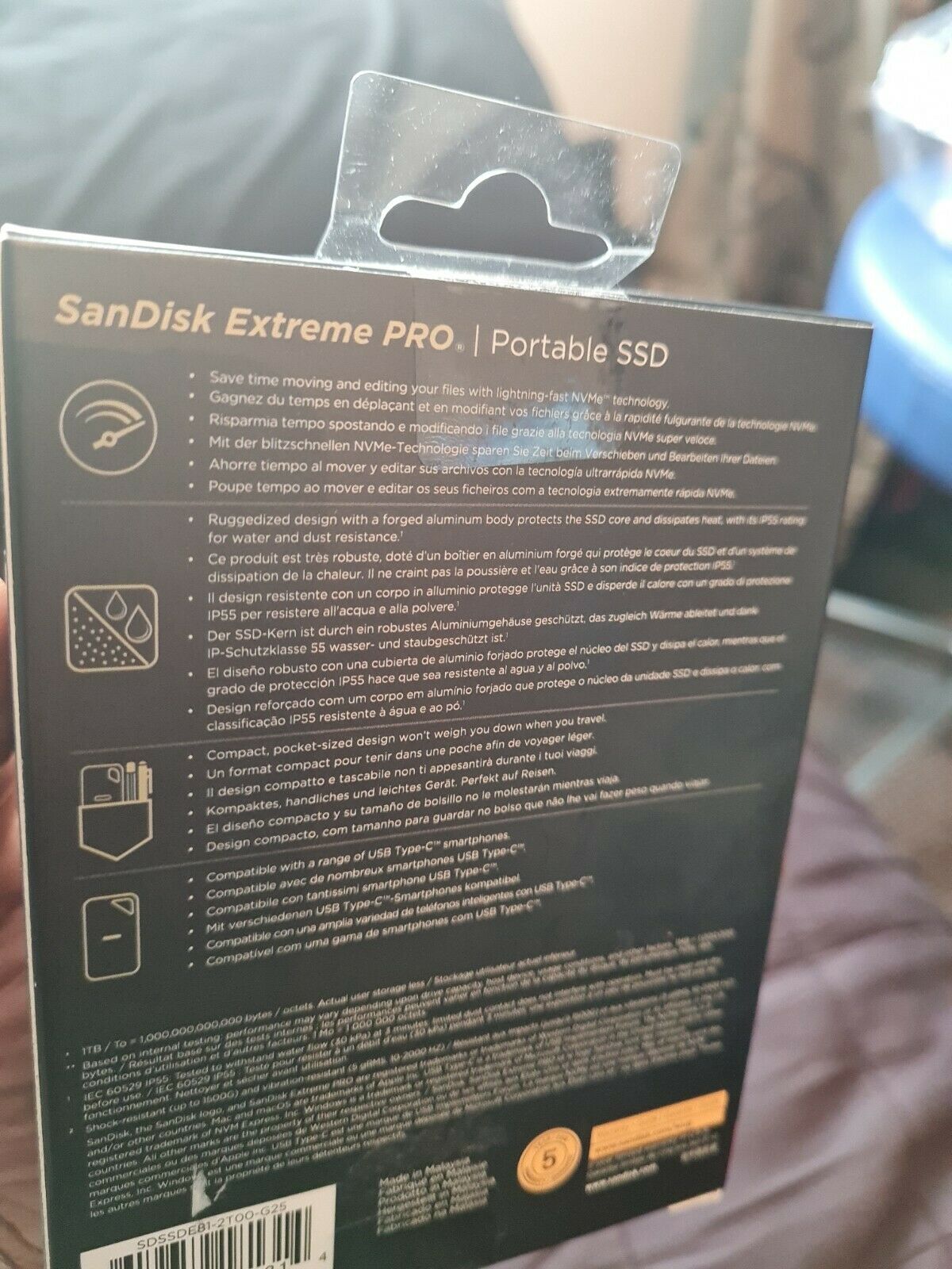 SANDISK EXTREME PRO PORTABLE 2TB HARD DISC SSD DEVICES BLACK