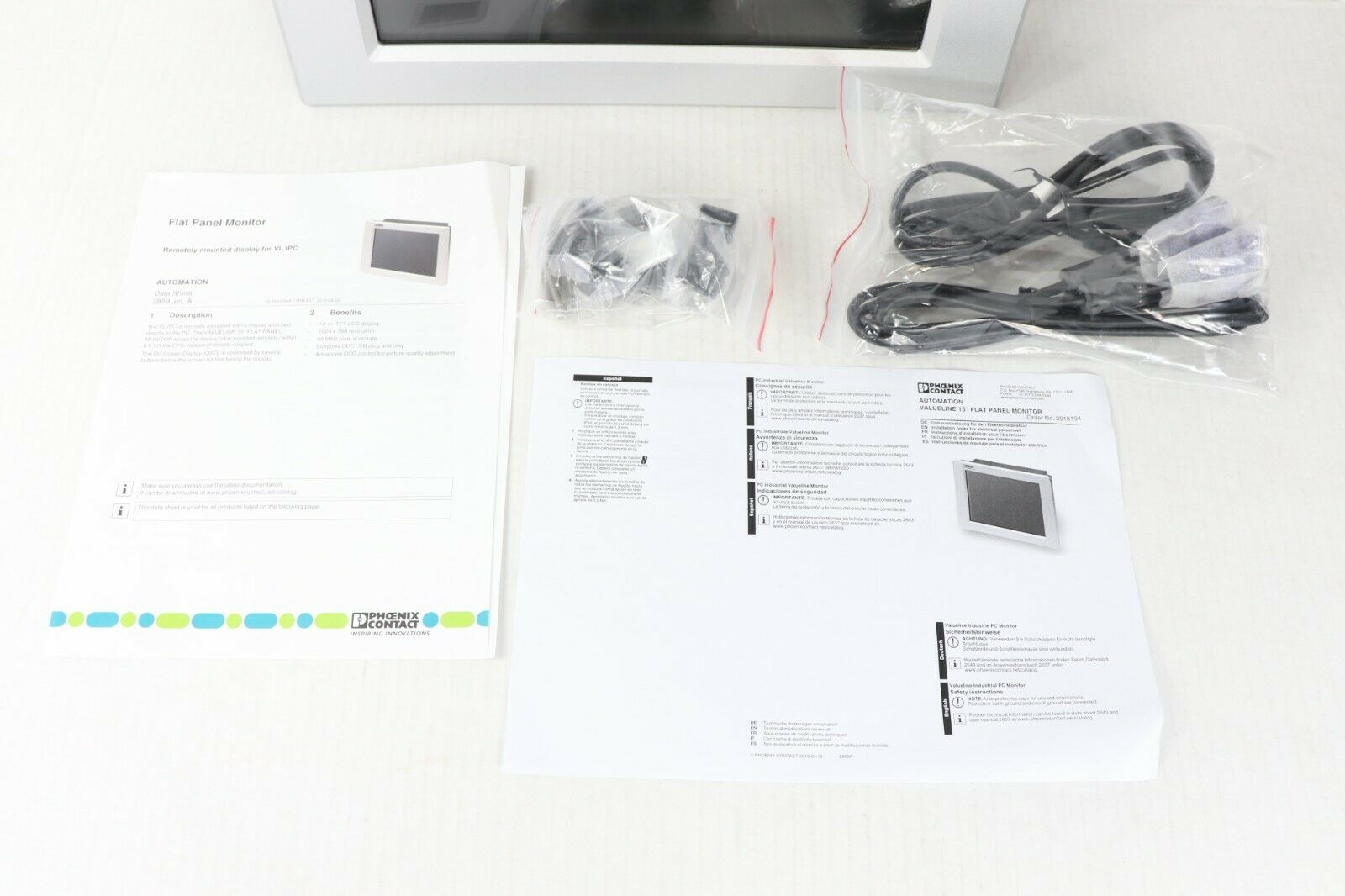 New Phoenix Contact 15" Flat Panel Monitor LCD Touchscreen Remote Mount Display