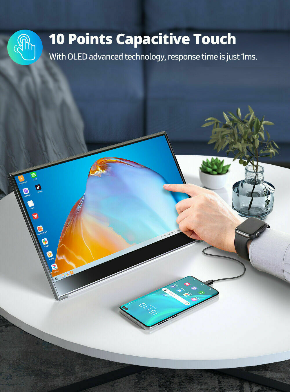 UPERFECT 15.6 QLED 4K Touchscreen 100% DCI-P3 100000:1 Monitor For Laptop Design
