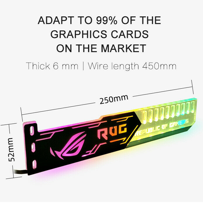 RGB Graphics Card Bracket LED Sync Light Acrylic for Brace GPU Fix Video Card PC
